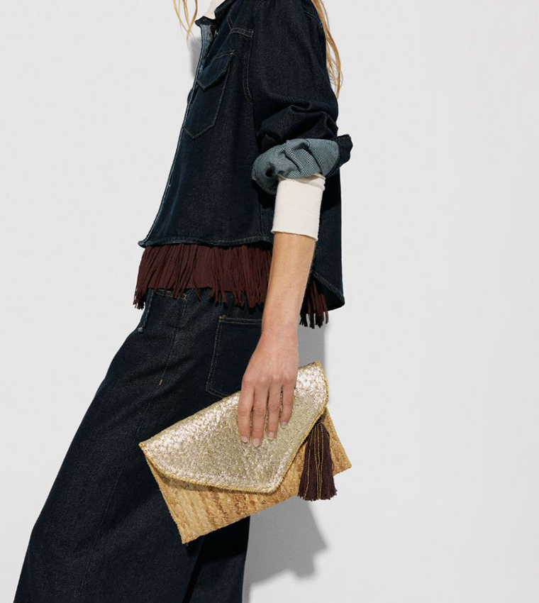 Textured Jute Clutch Bag