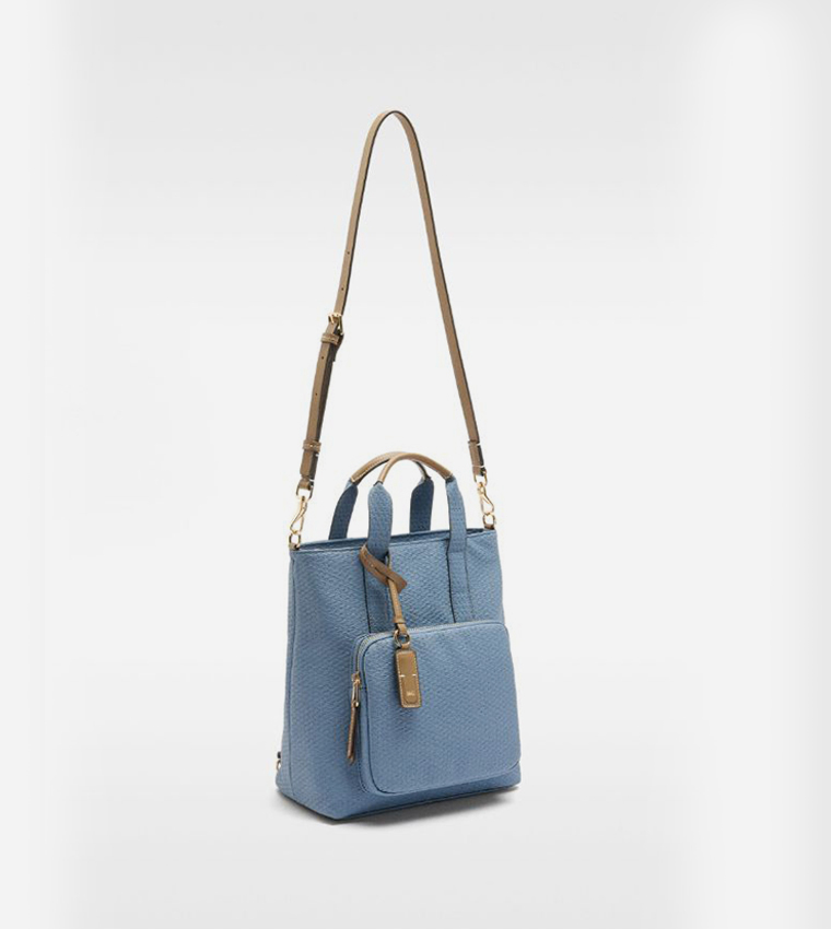 Textured Front Pocket Convertible Backpack