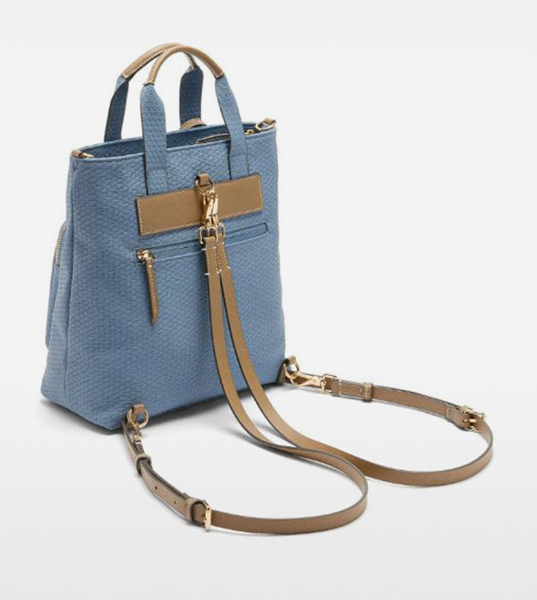Textured Front Pocket Convertible Backpack