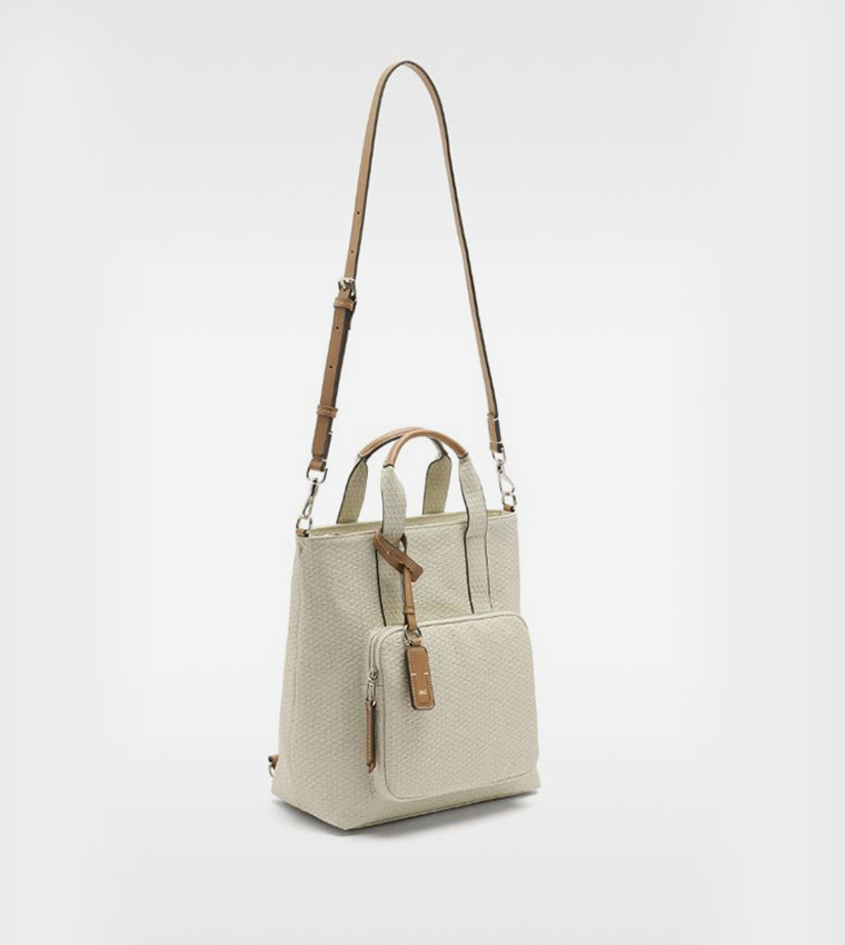 Textured Front Pocket Convertible Backpack