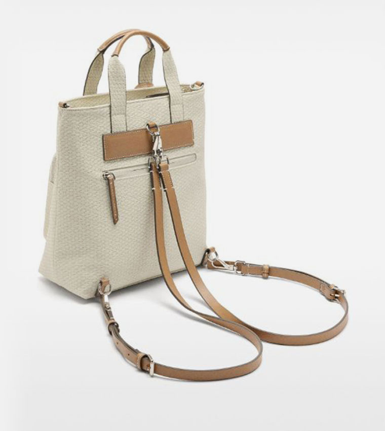 Textured Front Pocket Convertible Backpack