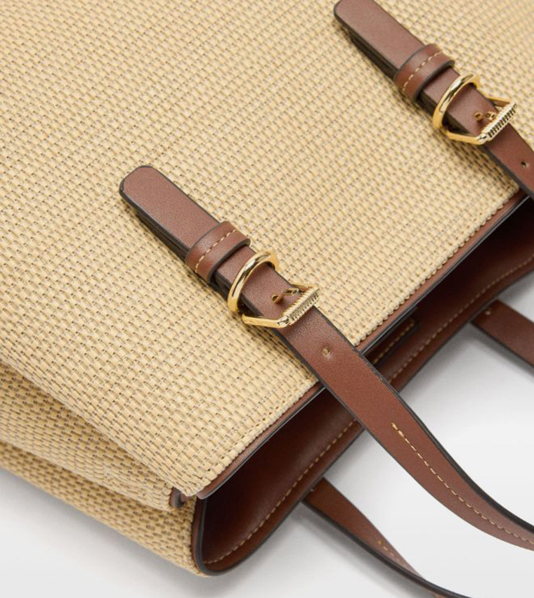 Textured Raffia Satchel Bag