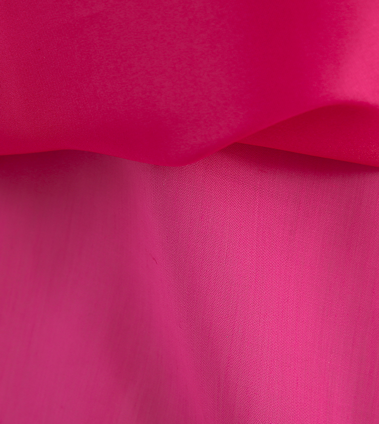 Bow Front Ruffle Hem Mesh Gown Dress