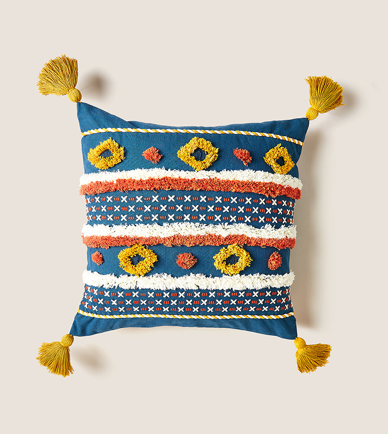 Blue sales tassel cushion