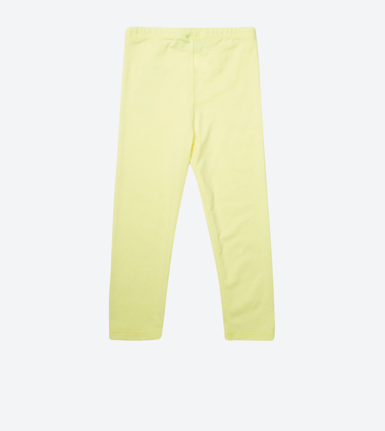 Elastic Waistband Long Length Pants Yellow