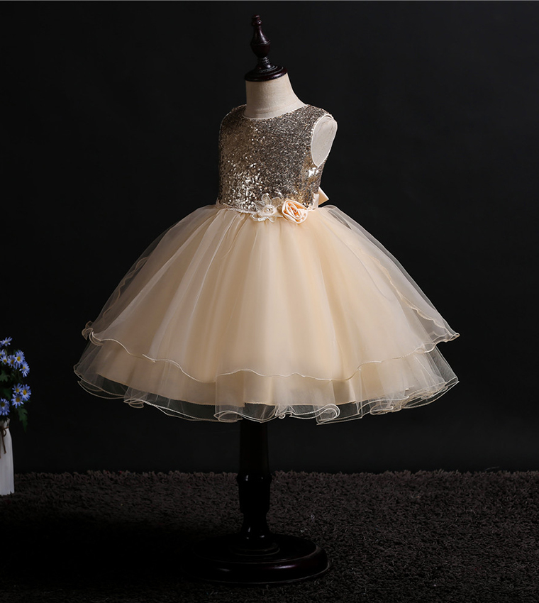 Cream and gold flower girl dresses outlet