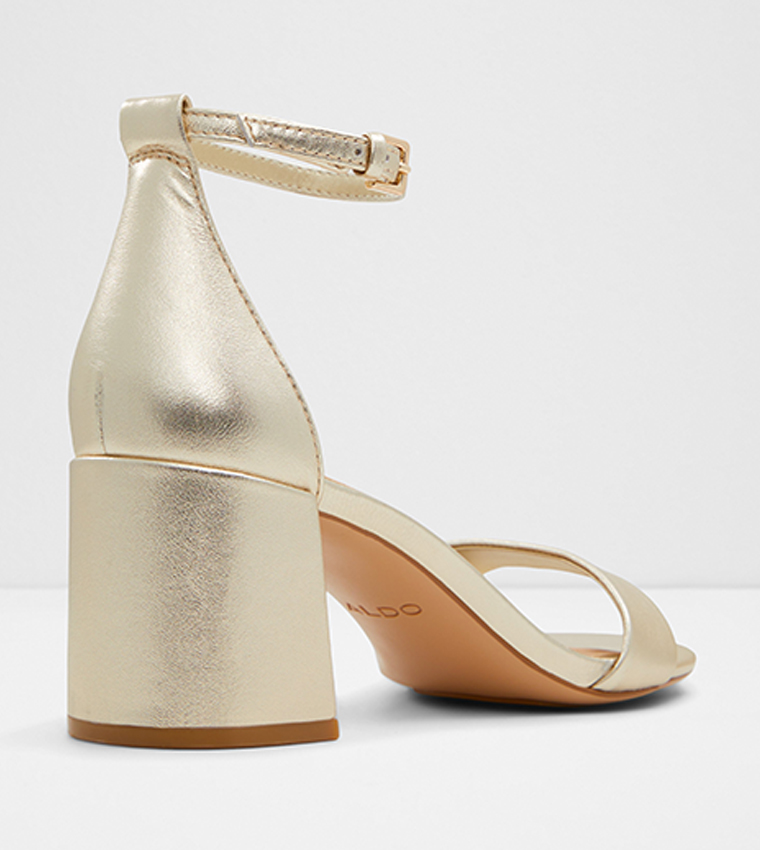 Aldo gold block heels sale