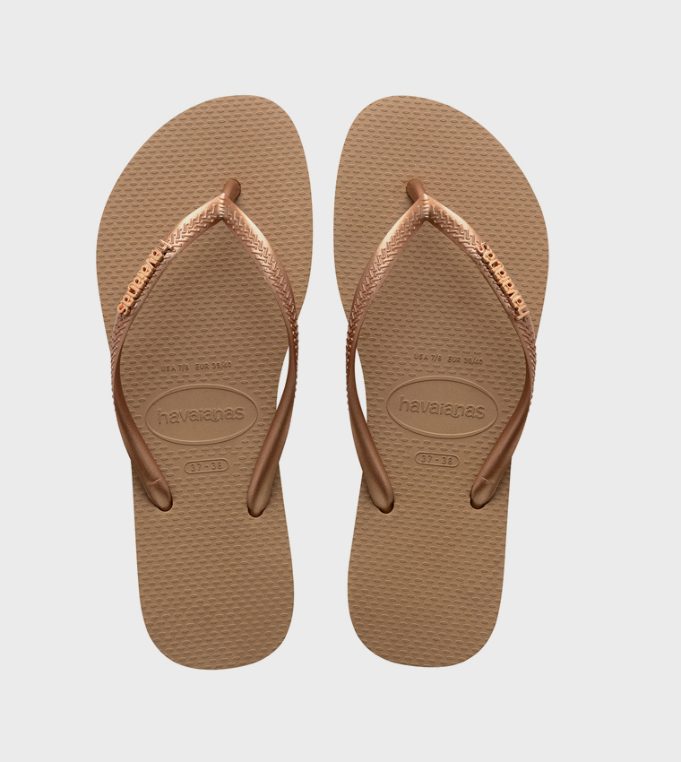 Slim Logo Metallic Detail Flip-Flops
