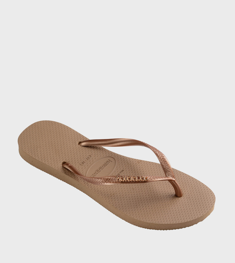 Slim Logo Metallic Detail Flip-Flops