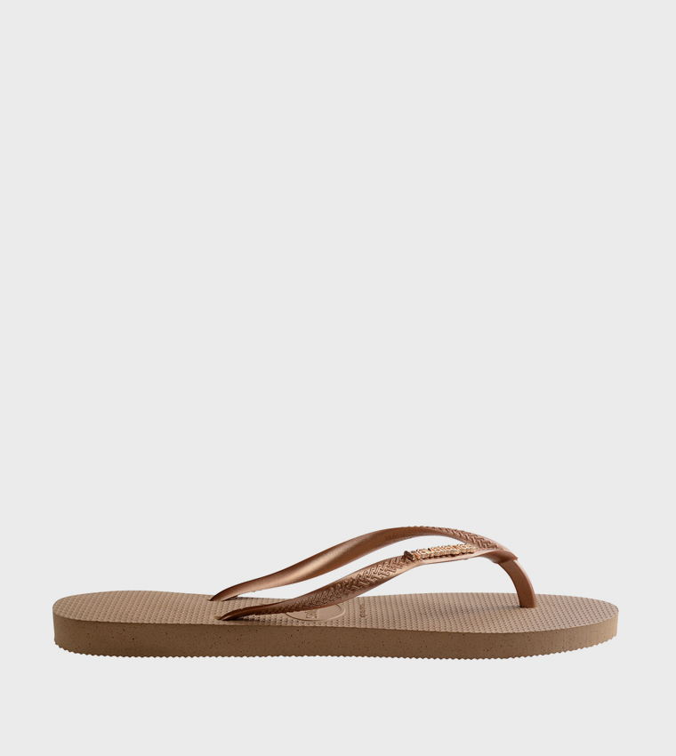 Slim Logo Metallic Detail Flip-Flops