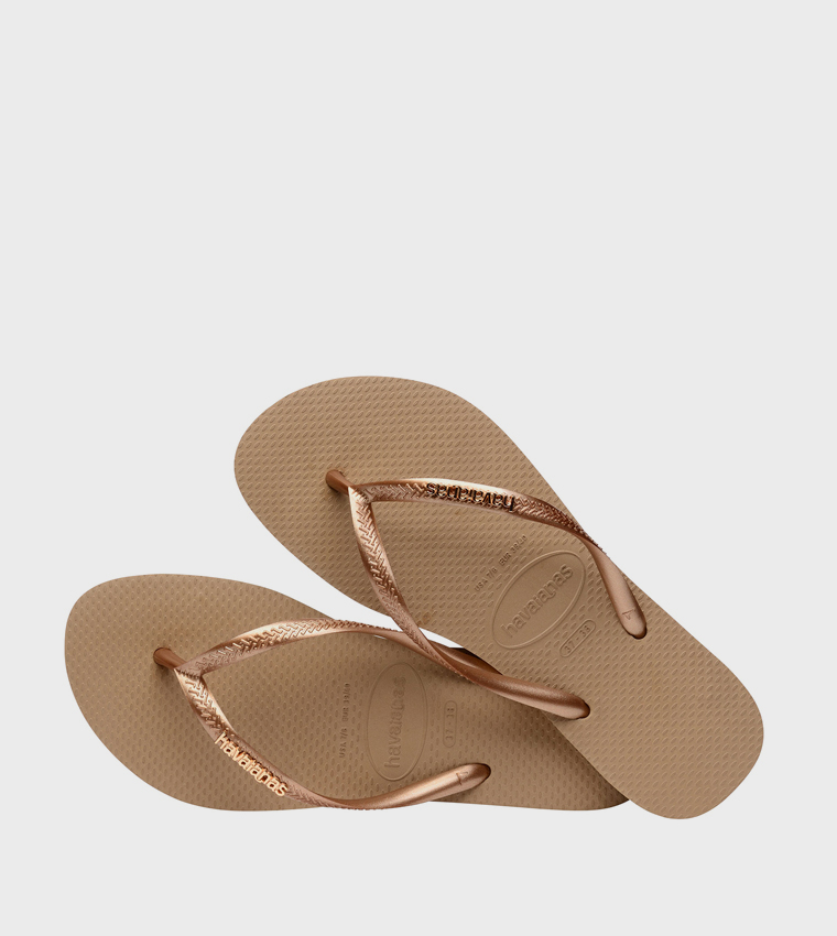 Slim Logo Metallic Detail Flip-Flops