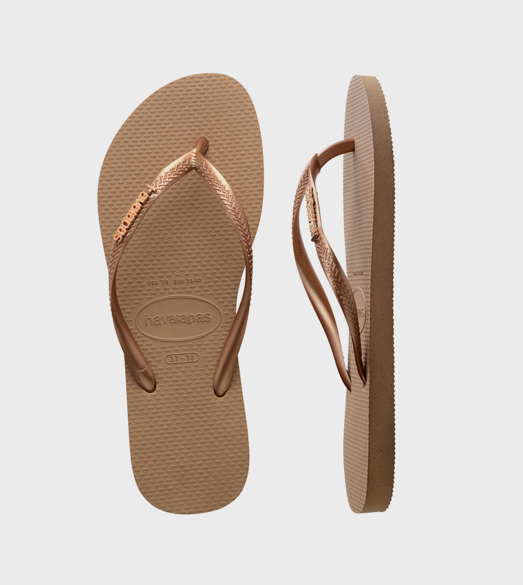 Slim Logo Metallic Detail Flip-Flops