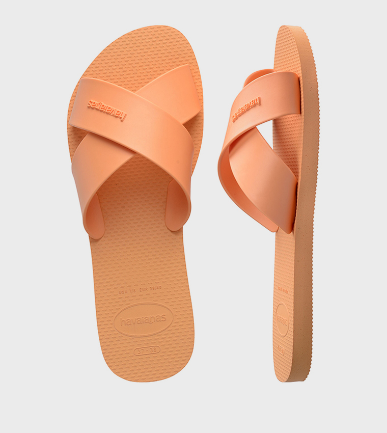 Aqua Criss-Cross Slide Sandals