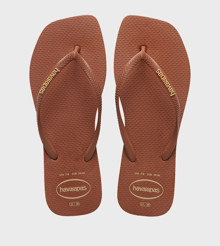Slim Square Toe Logo Detail Popup Flip-Flops