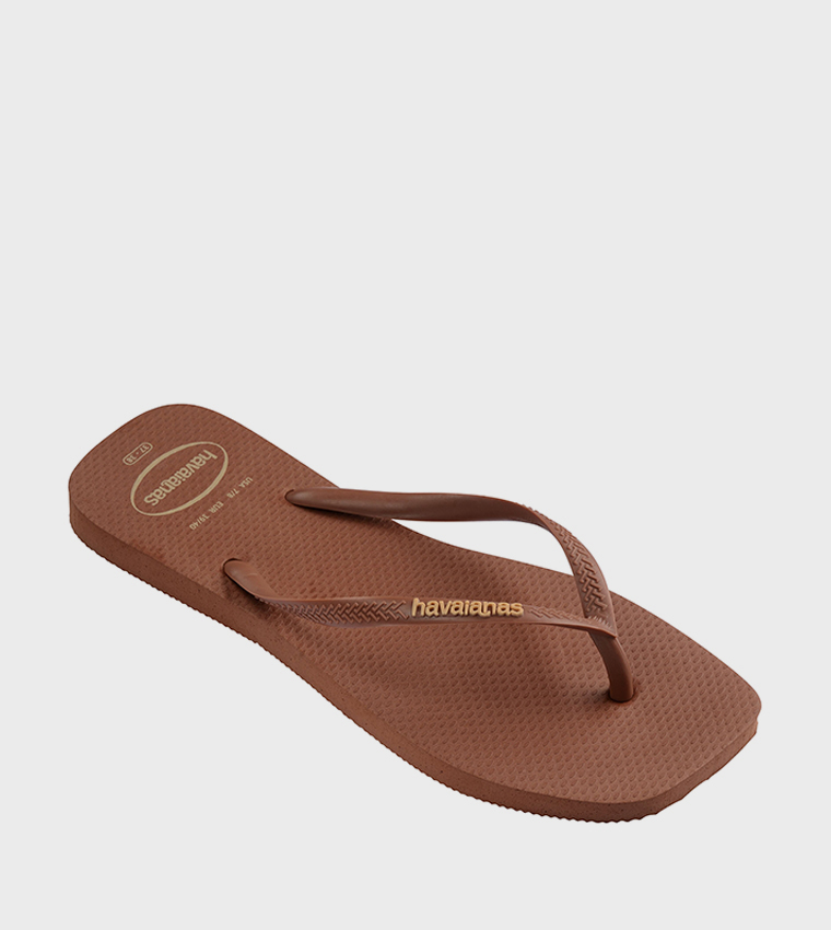 Slim Square Toe Logo Detail Popup Flip-Flops
