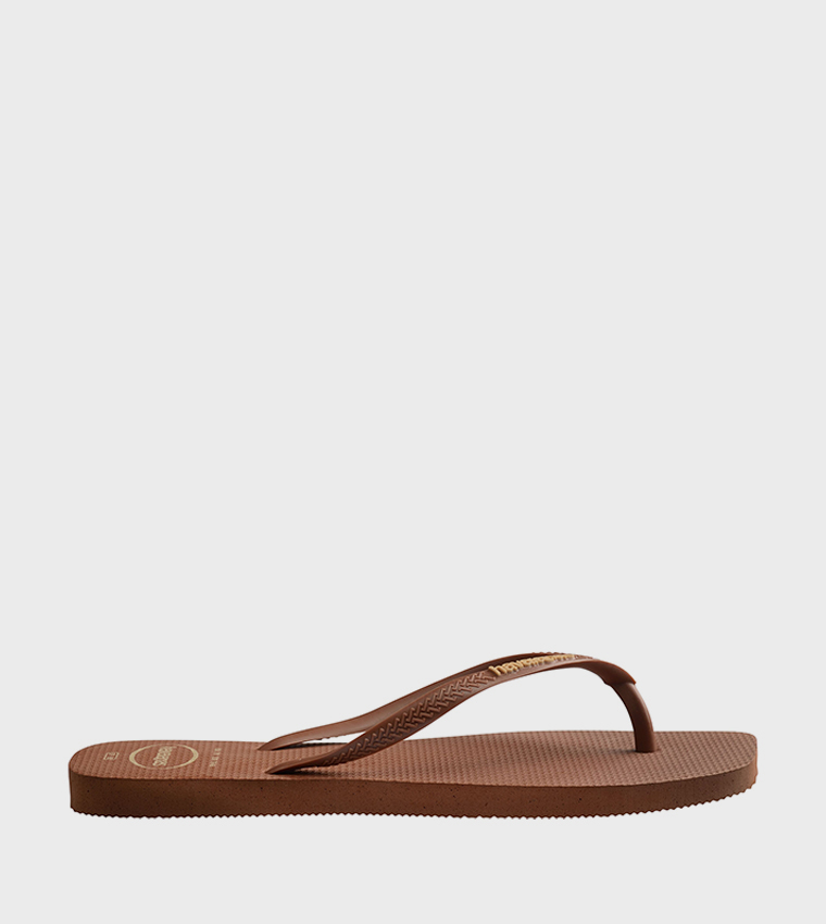 Slim Square Toe Logo Detail Popup Flip-Flops