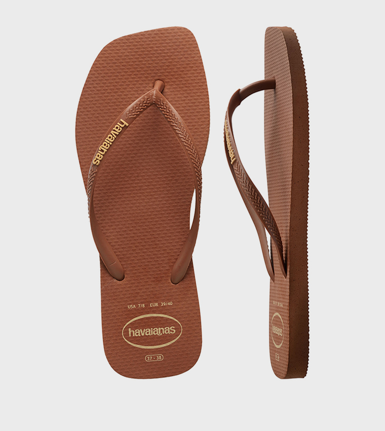 Slim Square Toe Logo Detail Popup Flip-Flops