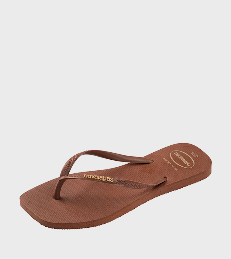 Slim Square Toe Logo Detail Popup Flip-Flops