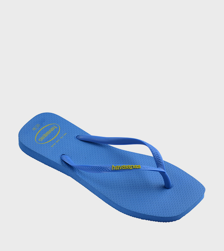 Slim Square Toe Logo Detail Popup Flip-Flops