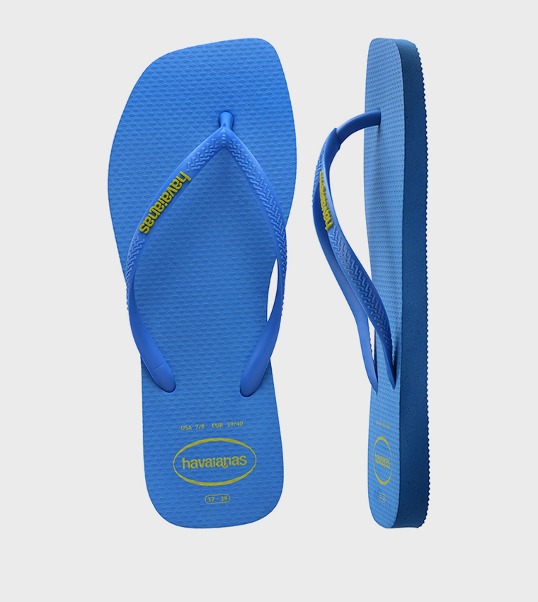 Slim Square Toe Logo Detail Popup Flip-Flops