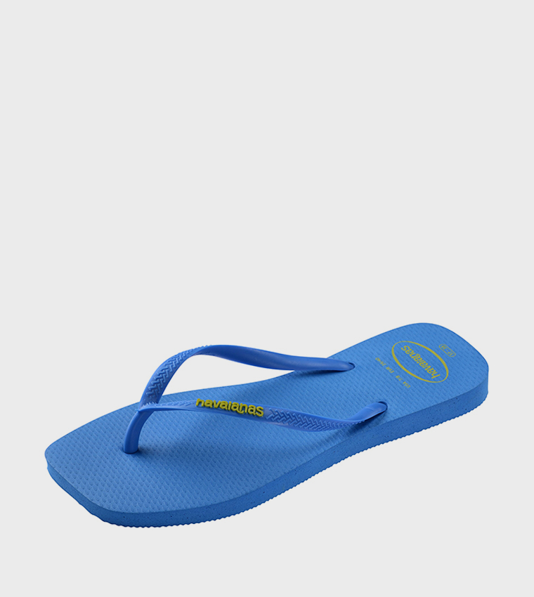 Slim Square Toe Logo Detail Popup Flip-Flops