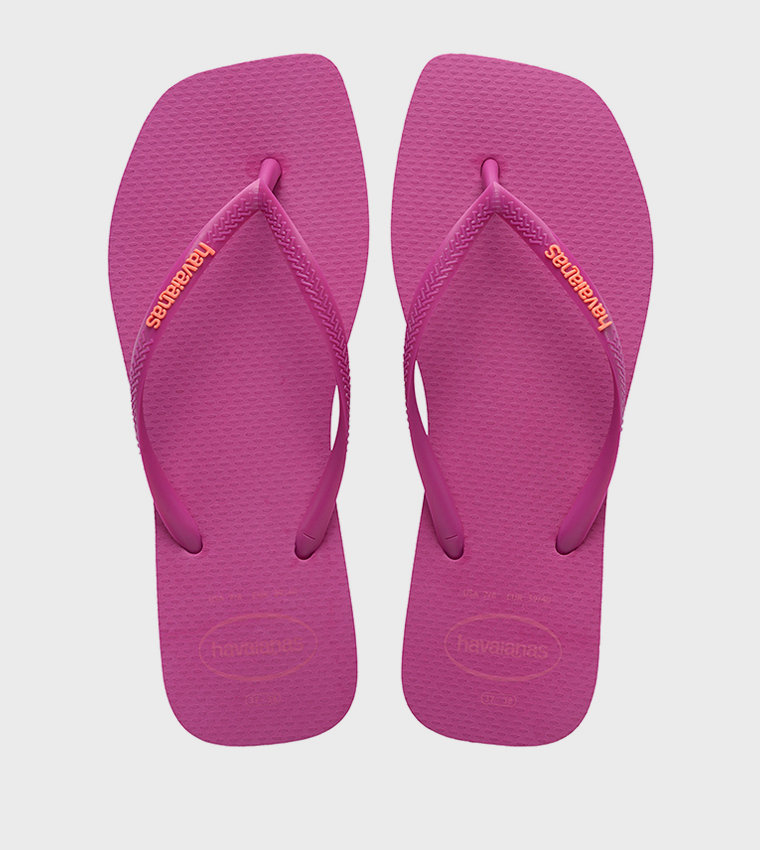 Slim Square Toe Logo Detail Popup Flip-Flops