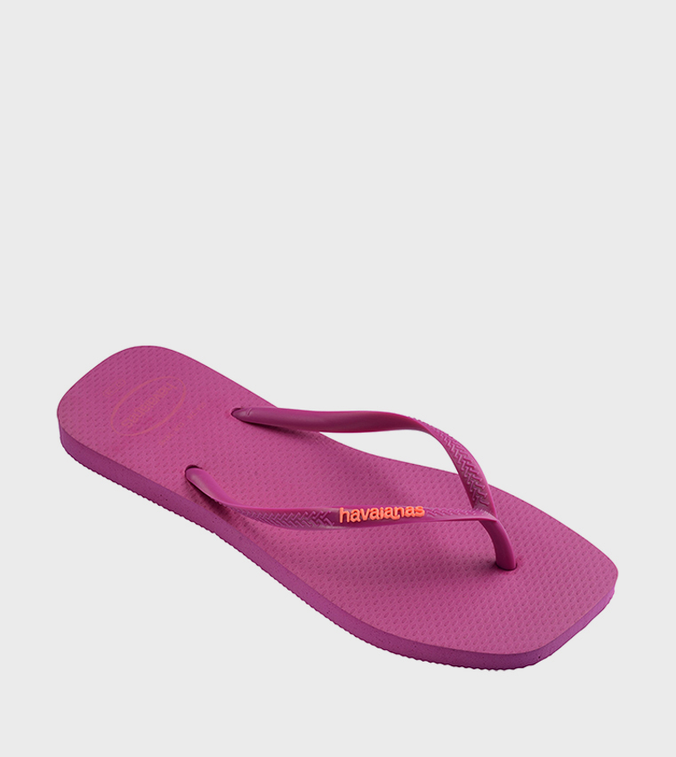 Slim Square Toe Logo Detail Popup Flip-Flops
