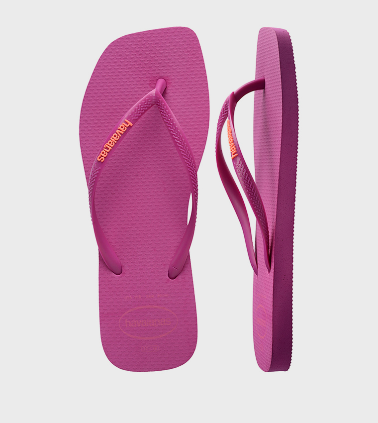 Slim Square Toe Logo Detail Popup Flip-Flops