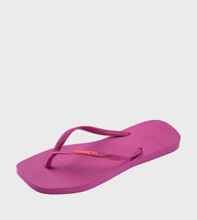 Slim Square Toe Logo Detail Popup Flip-Flops