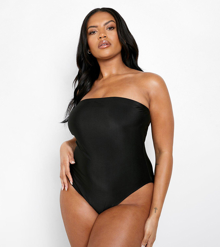 Black strapless swimsuit online