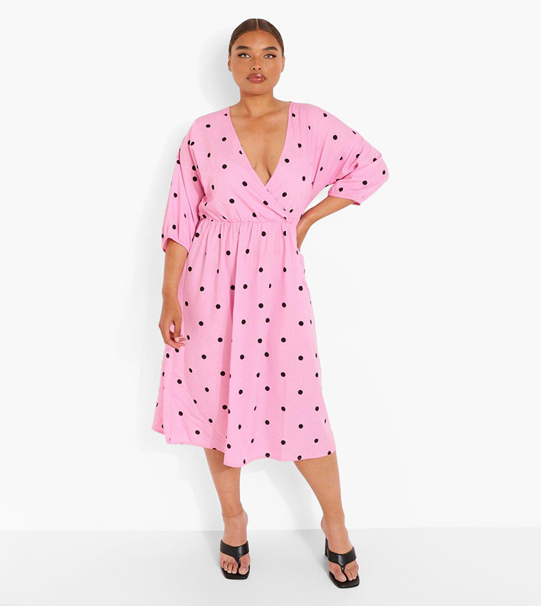 strapless open back dress Celena Maxi Dress Pink | Brown Polka Dot | Pink | Brown Polka Dot | Womens