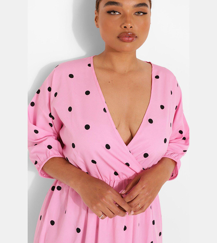 boohoo pink polka dot dress Pink Coast Petite Polka Dot Tiered Organza Midi Dress