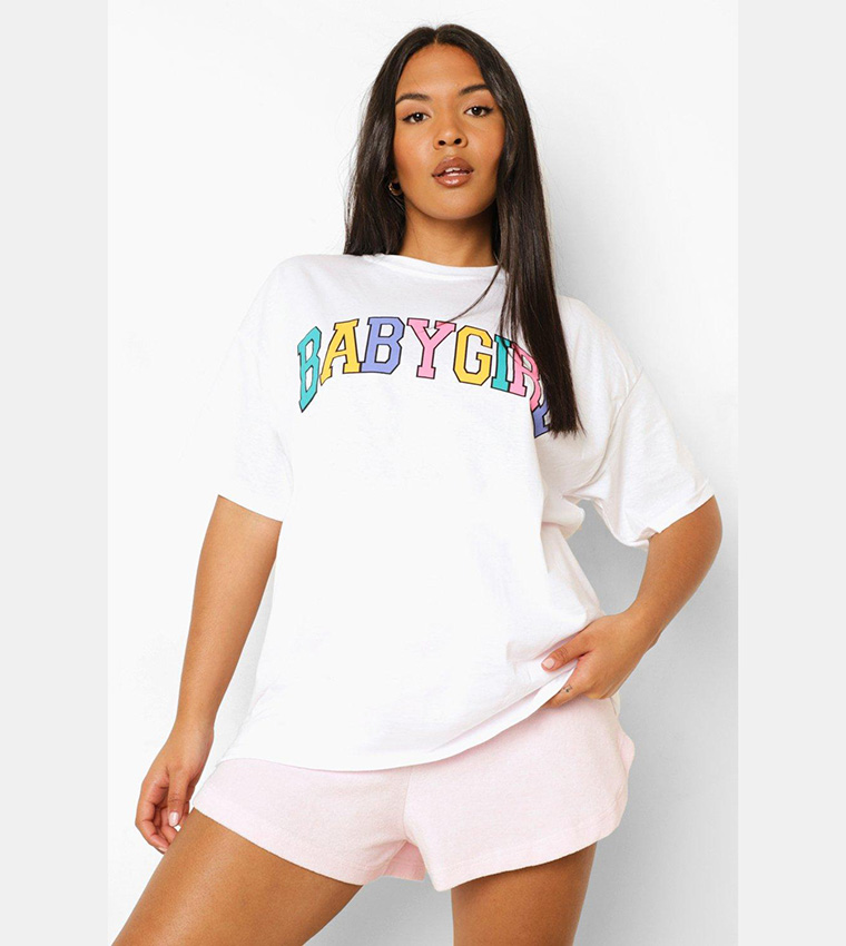 Buy Boohoo Baby Girl Printed Short Sleeves T Shirt In White
