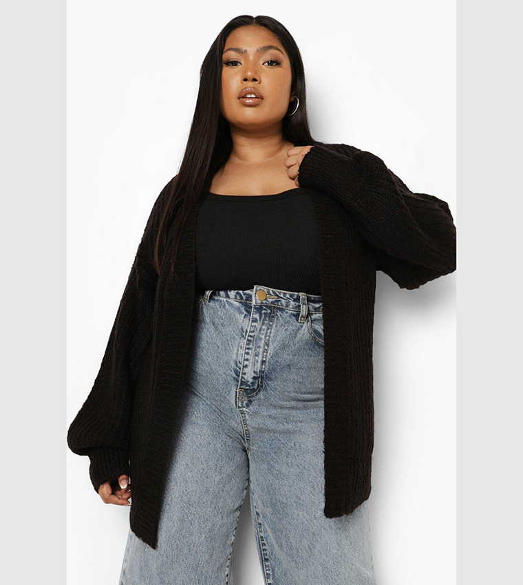 Buy Boohoo Chunky Soft Knit Edge To Edge Cardigan In Black