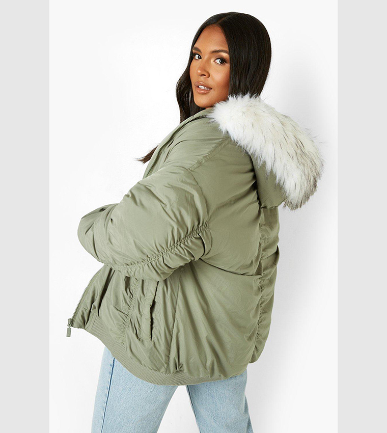 Faux fur trim bomber on sale jacket