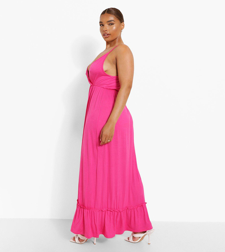 Buy Boohoo Strappy Tiered Maxi Dress In Hot Pink 6thStreet Bahrain