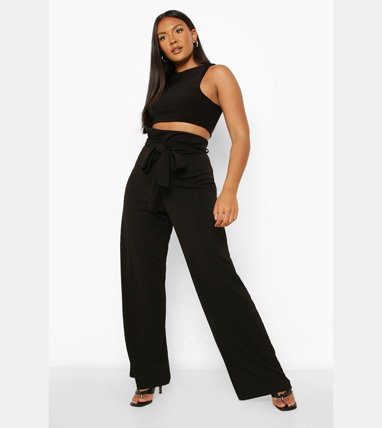 Palazzo Pants Slim Leg Paperbag Trousers Buy Boohoo Paperbag
