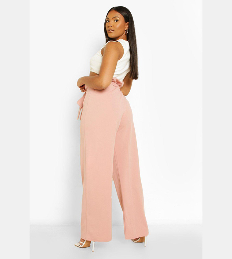 Blush pink wide leg trousers best sale