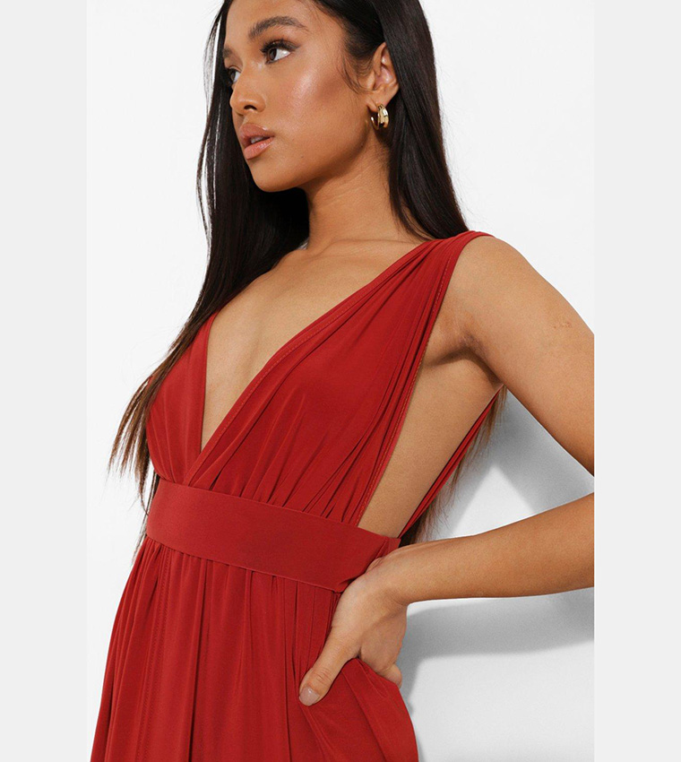 Petite plunge drape maxi dress best sale