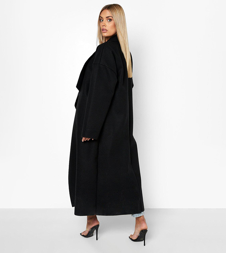 Buy Boohoo Super Oversized Waterfall Wool Look Coat In Black 6thStreet Bahrain