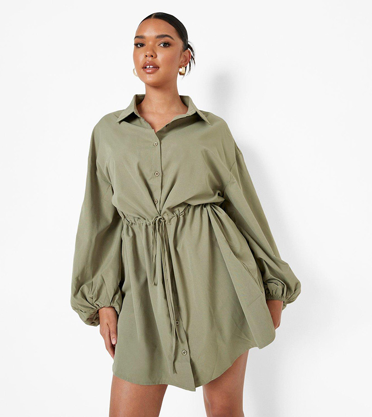 Oversized shirt shop dress with belt