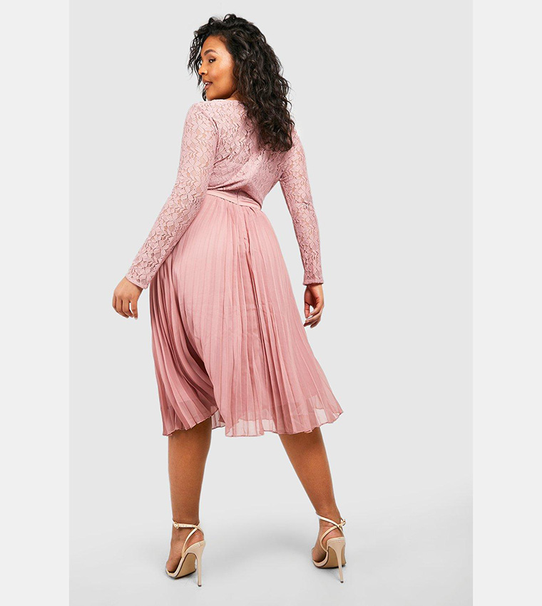 Chiffon pleated midi on sale dress