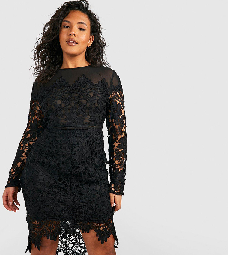 Buy Boohoo Occasion Embroidered Floral Midi Dress In Black