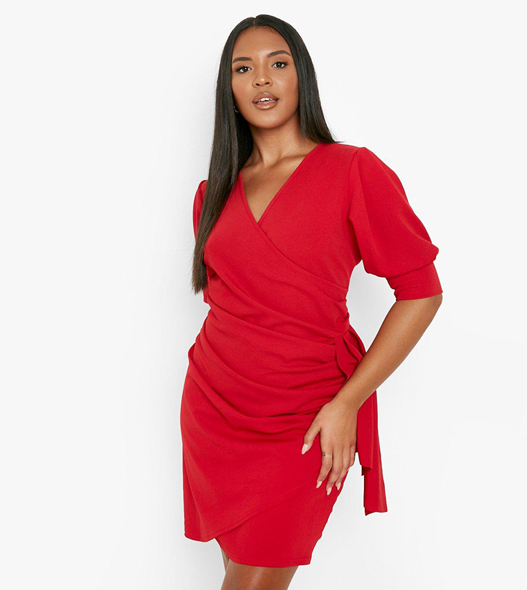 Red wrap 2024 frill dress