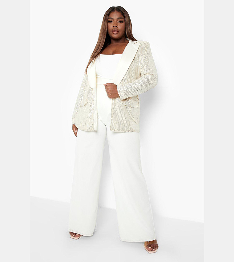 Plus size silver blazer sales