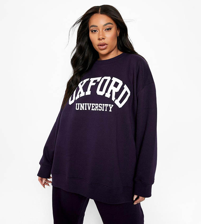 Buy Boohoo Oxford University Oversized Sweatshirt In Navy 6thStreet UAE