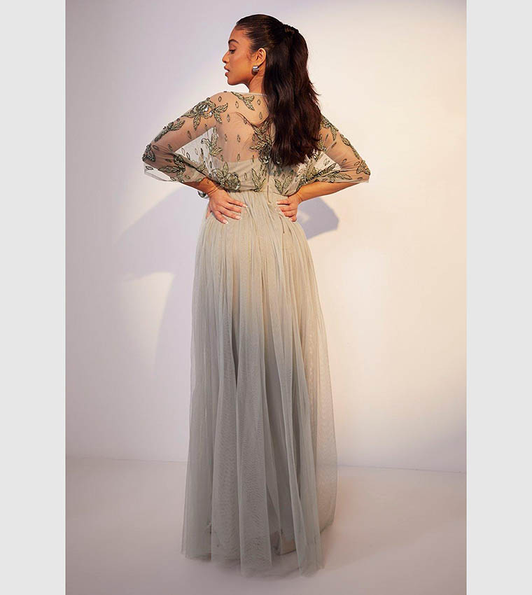 Buy Boohoo Bridesmaid Embellished Kimono Maxi Dress In Green | 6thStreet  Oman