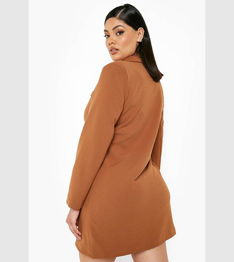 Buy Boohoo Oversized Tailored Blazer Dress In Brown 6thStreet Kuwait