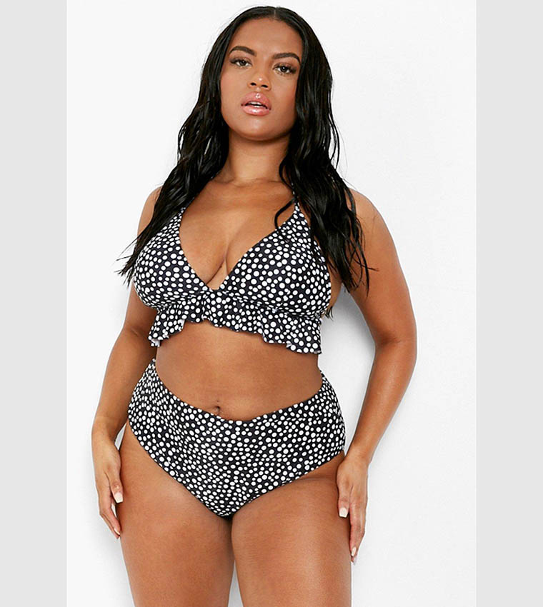 Buy Boohoo Polka Dot Ruffle High Waisted Bikini Set In Multiple Colors 6thStreet Saudi Arabia