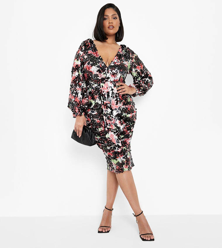 boohoo floral sequin dress Floral Sequin Dresses